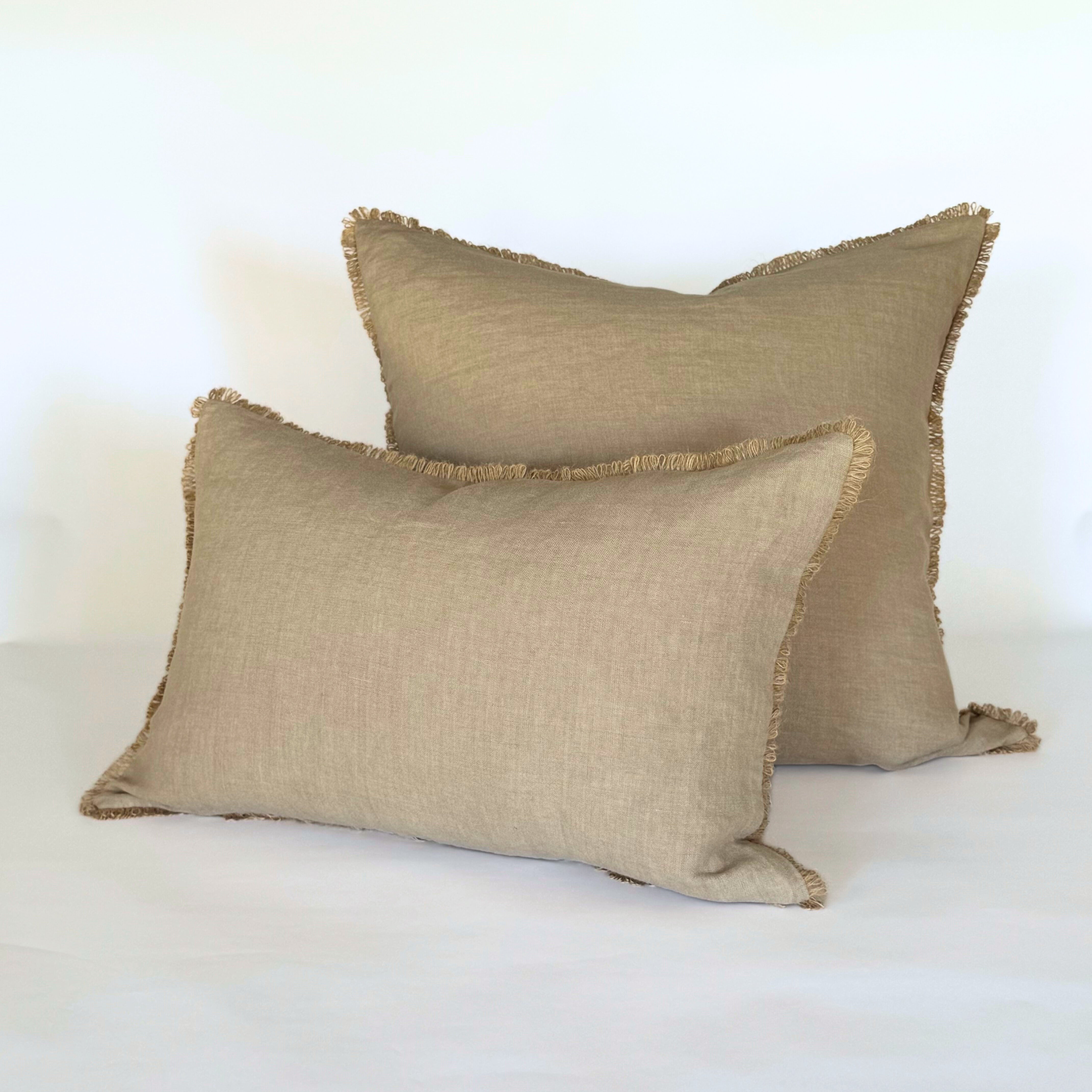 Funda Cojín Lino Natural con Ondas de Sisal