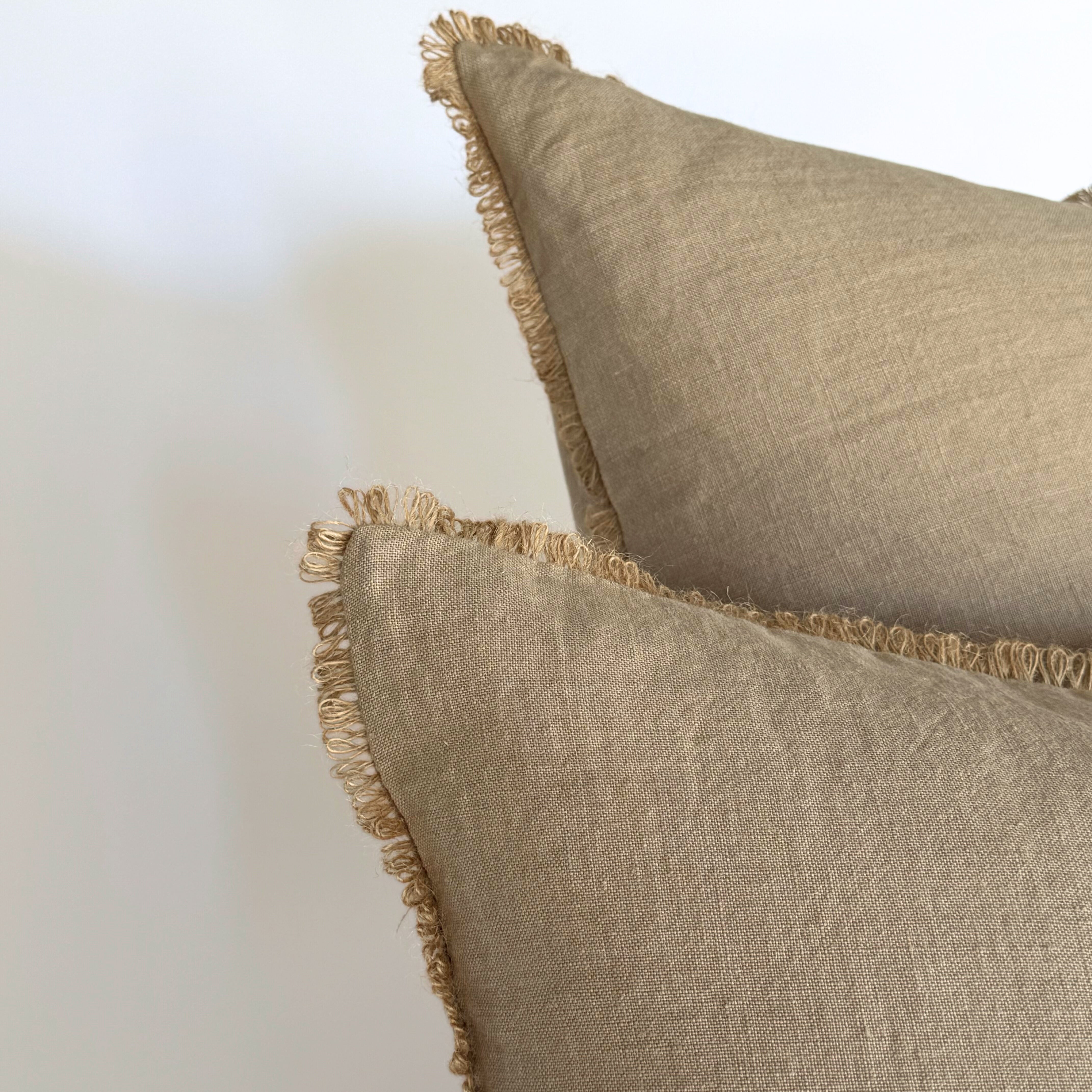 Funda Cojín Lino Natural con Ondas de Sisal