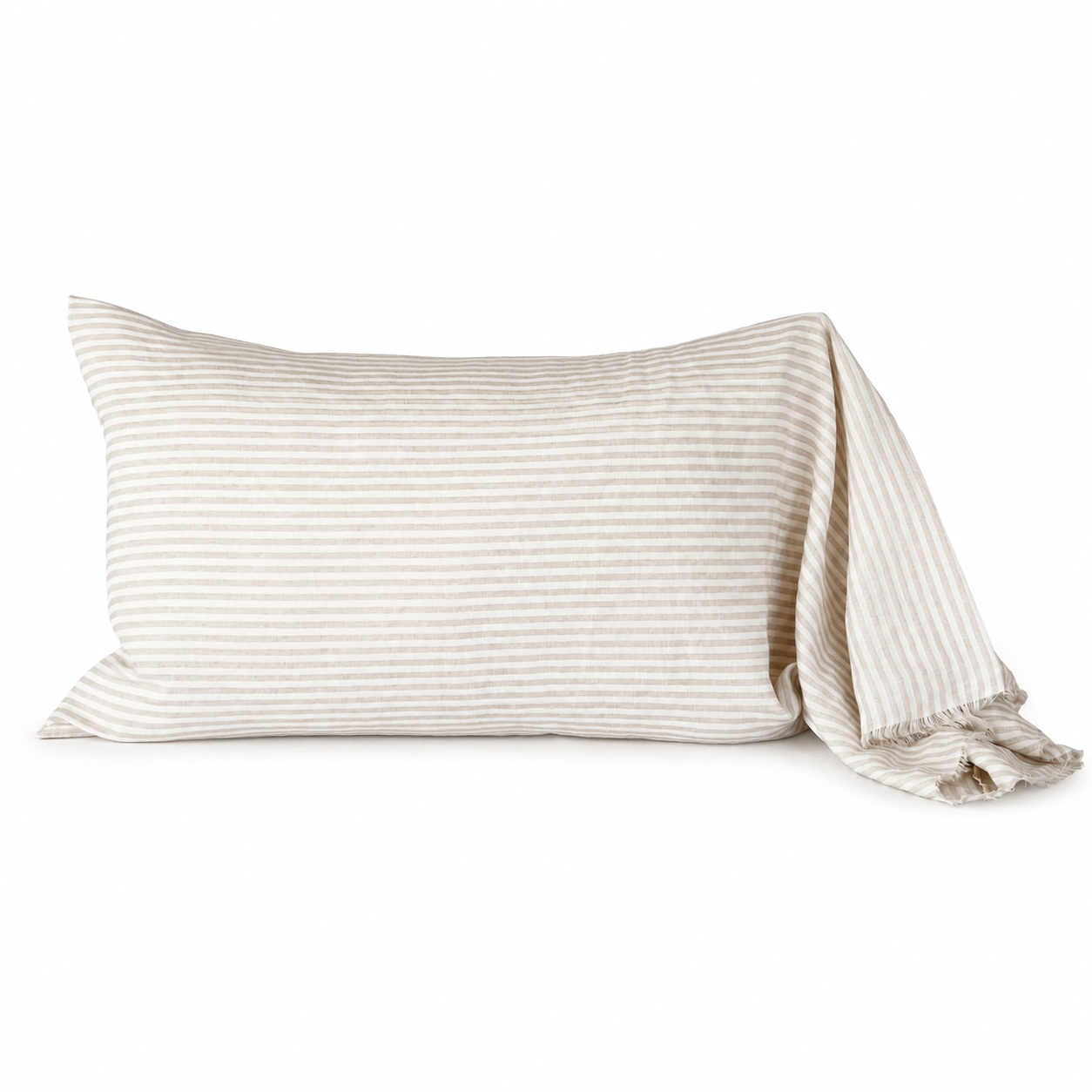 Funda Cojín Lino Rayas Natural - Flap