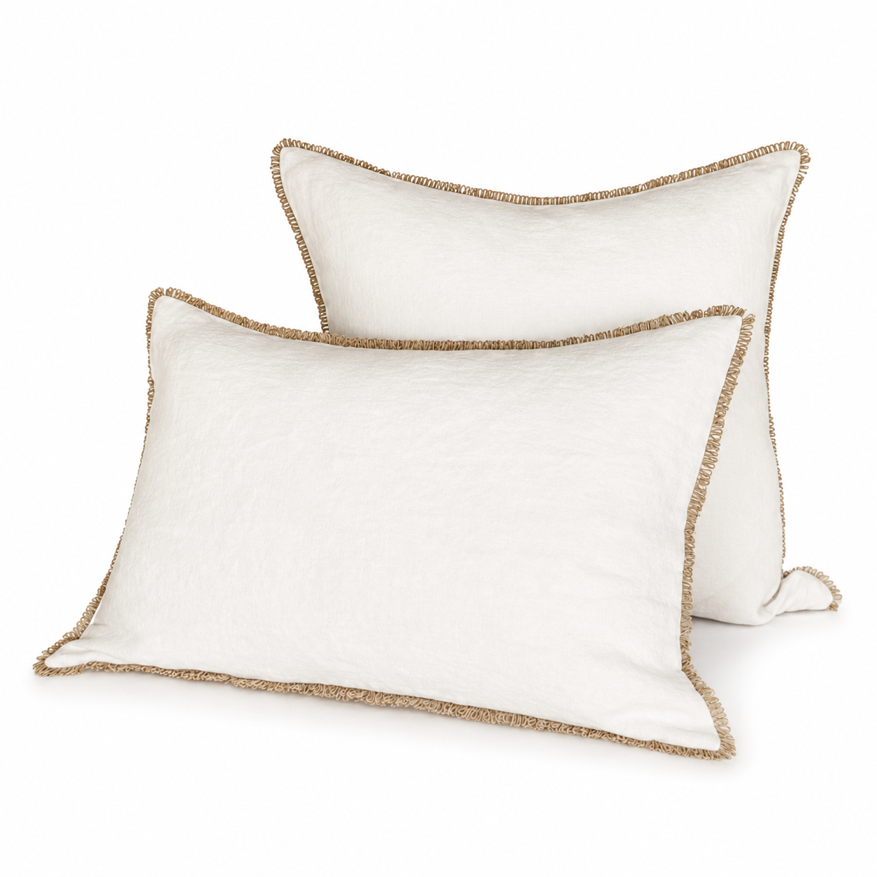 Funda Cojín Lino Blanco con Ondas de Sisal