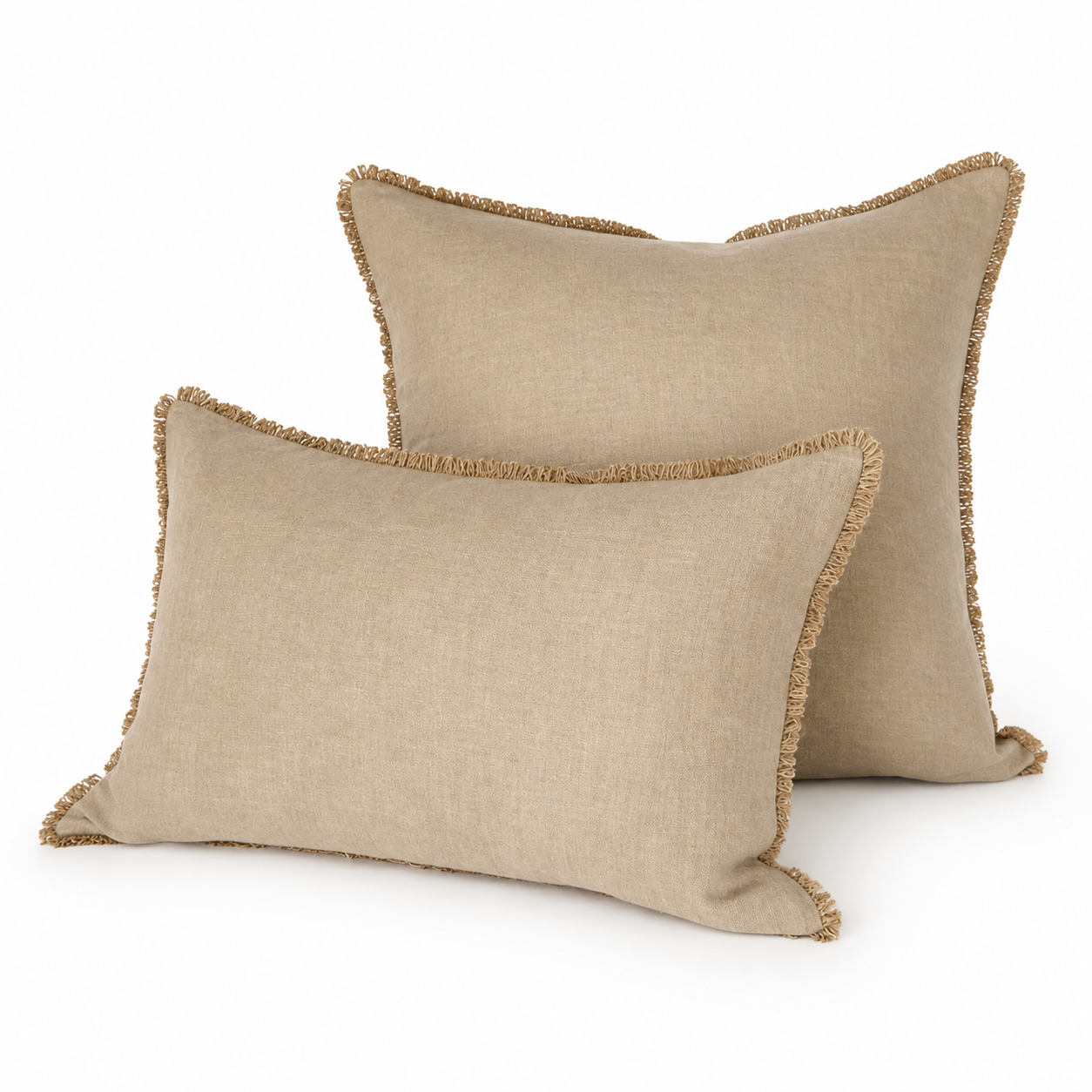 Funda Cojín Lino Natural con Ondas de Sisal