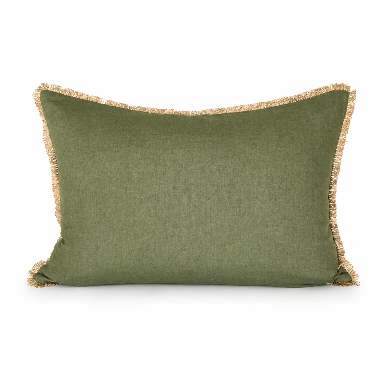 Funda Cojín Lino Khaki con Ondas de Sisal