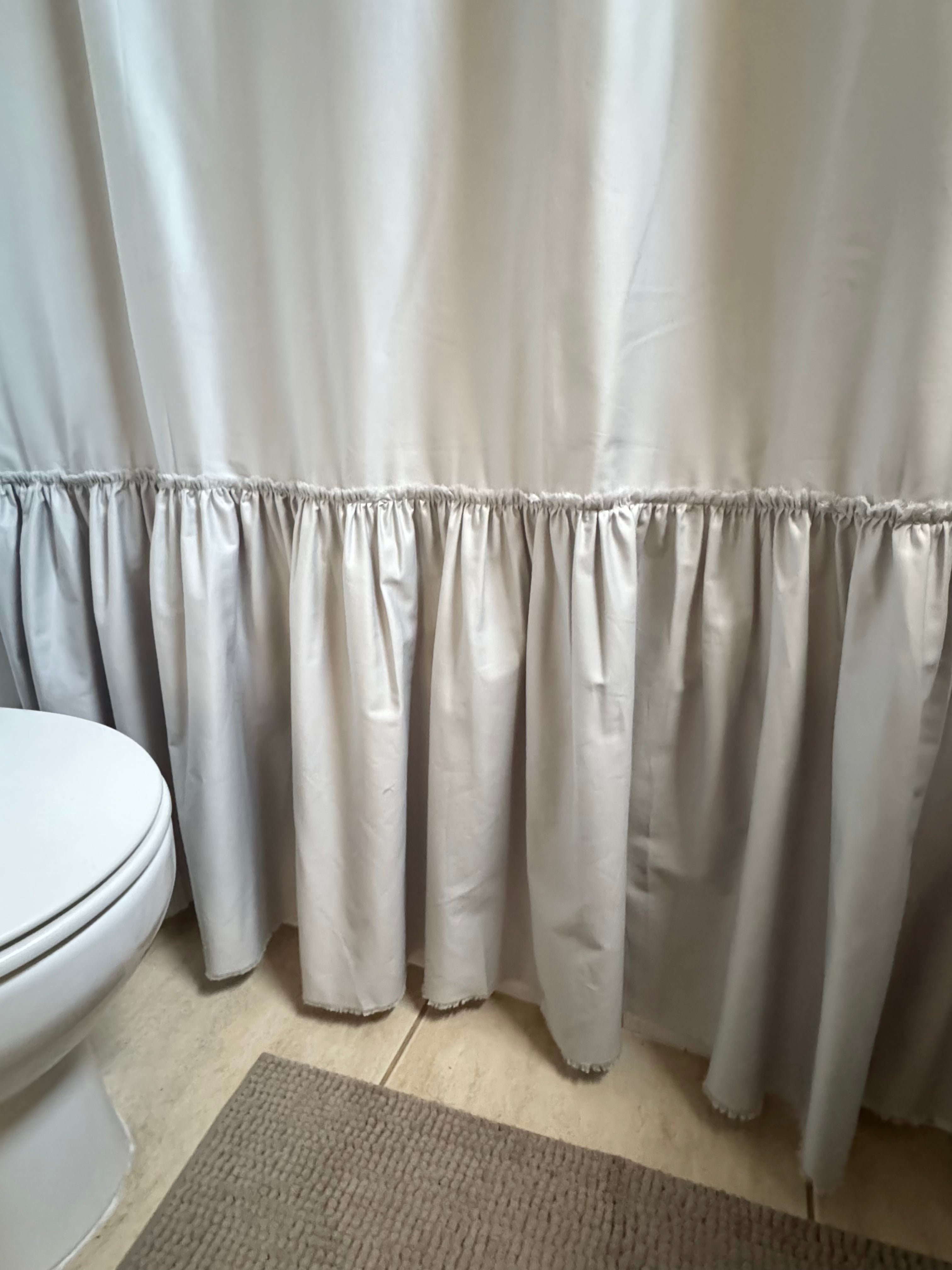 CORTINA DE BAÑO ALGODÓN VUELOS GRIS PERLA