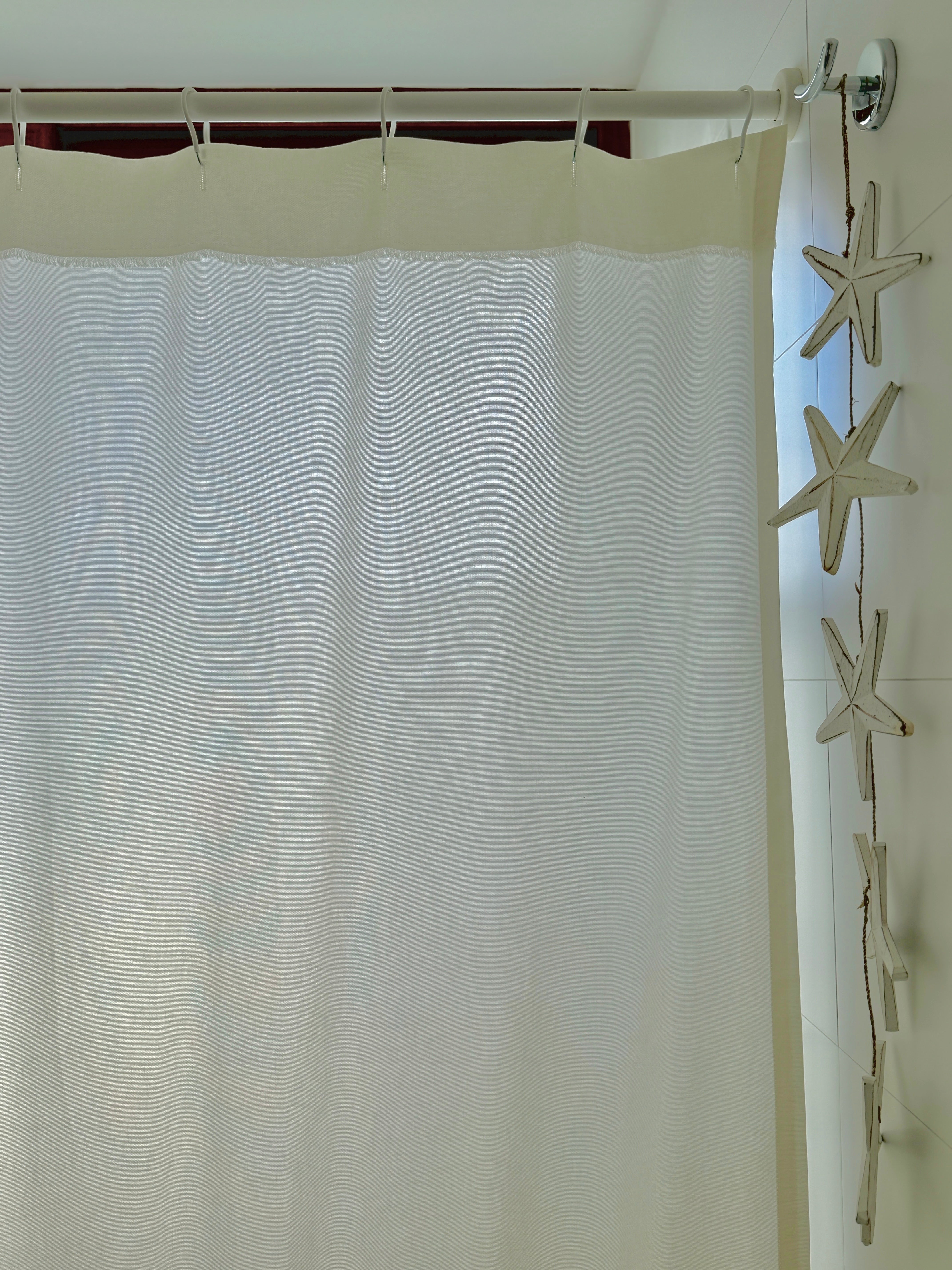 CORTINA DE BAÑO ALGODÓN VUELOS BEIGE