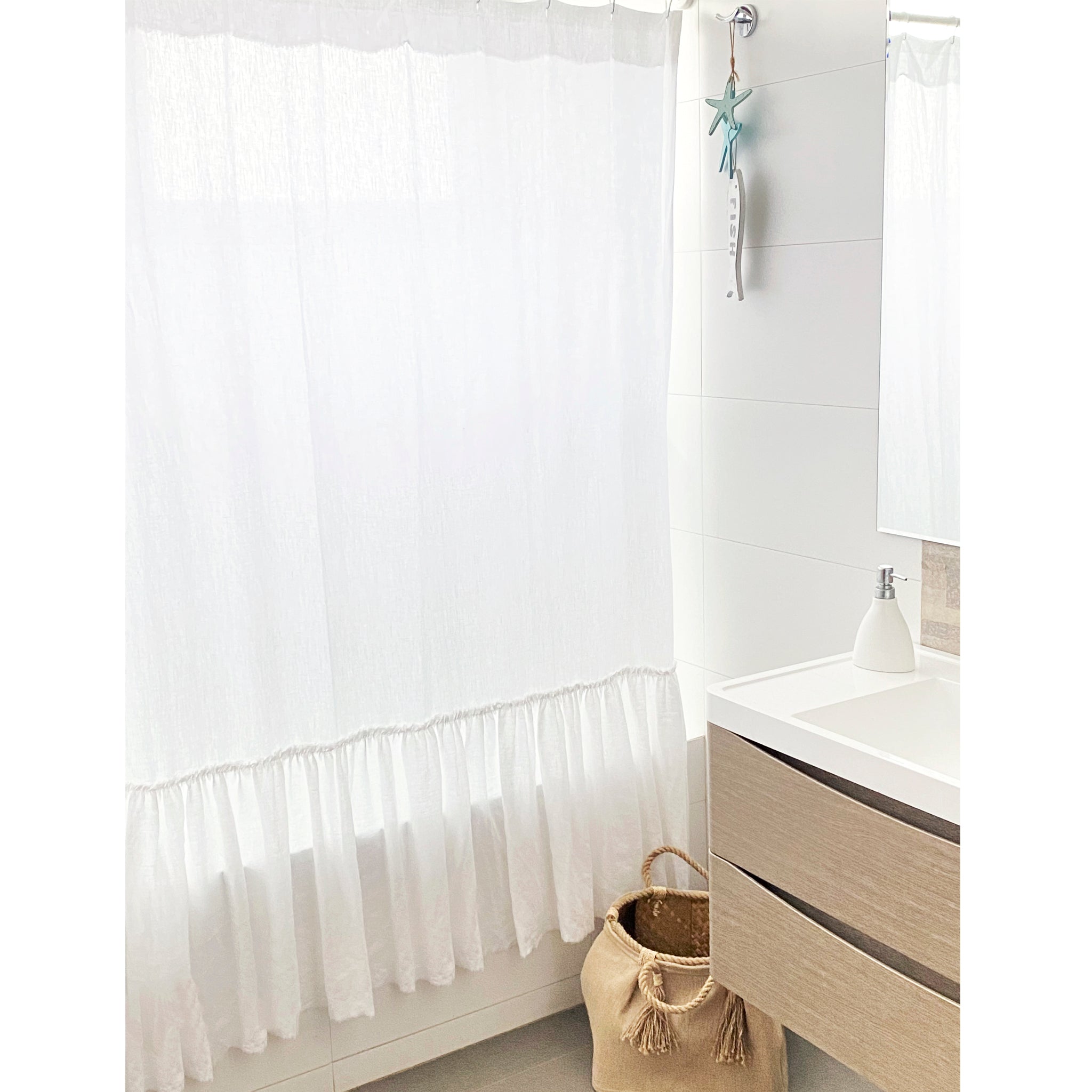 CORTINA DE BAÑO LINO CON VUELOS