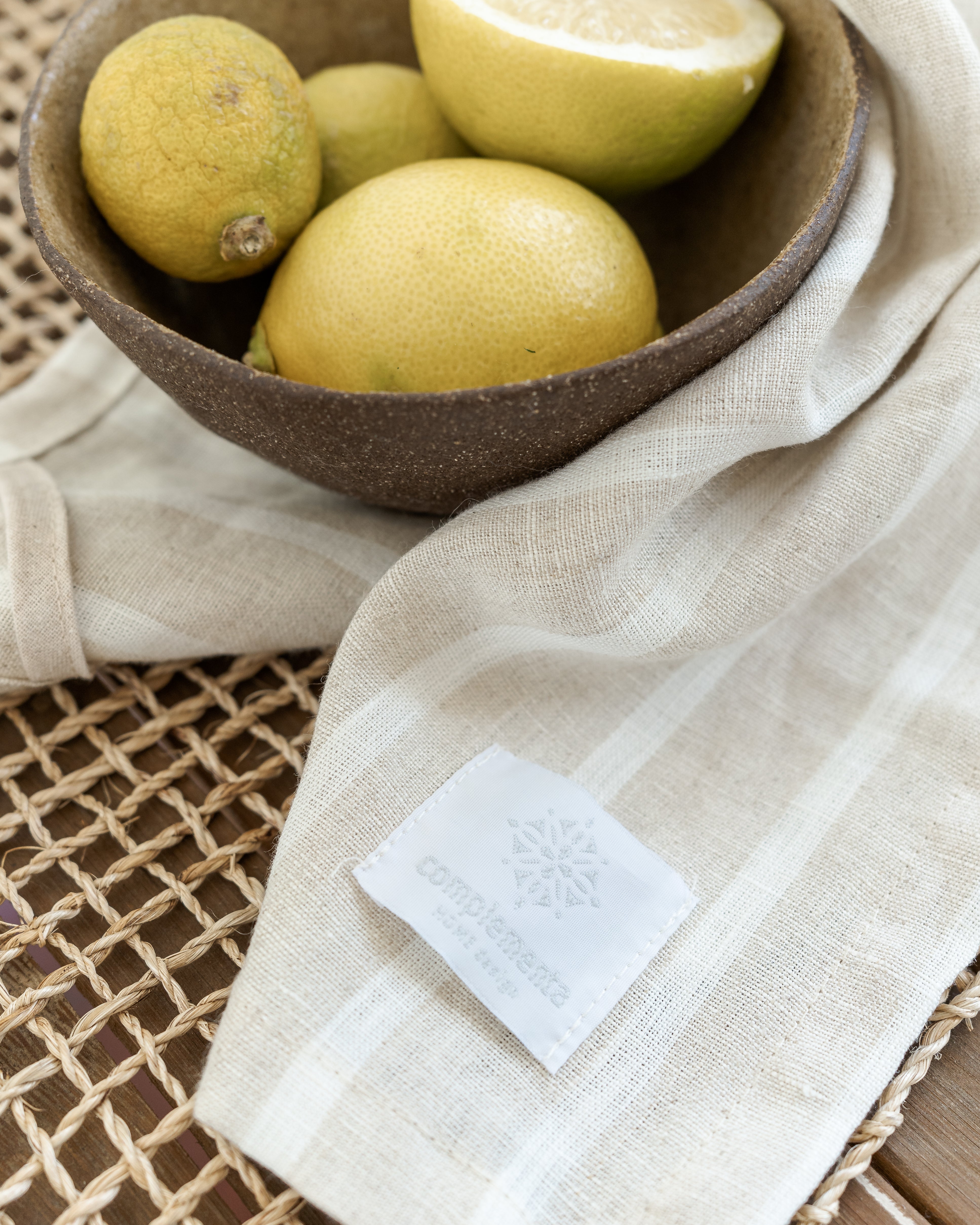 Toalla de Lino Natural Stripes