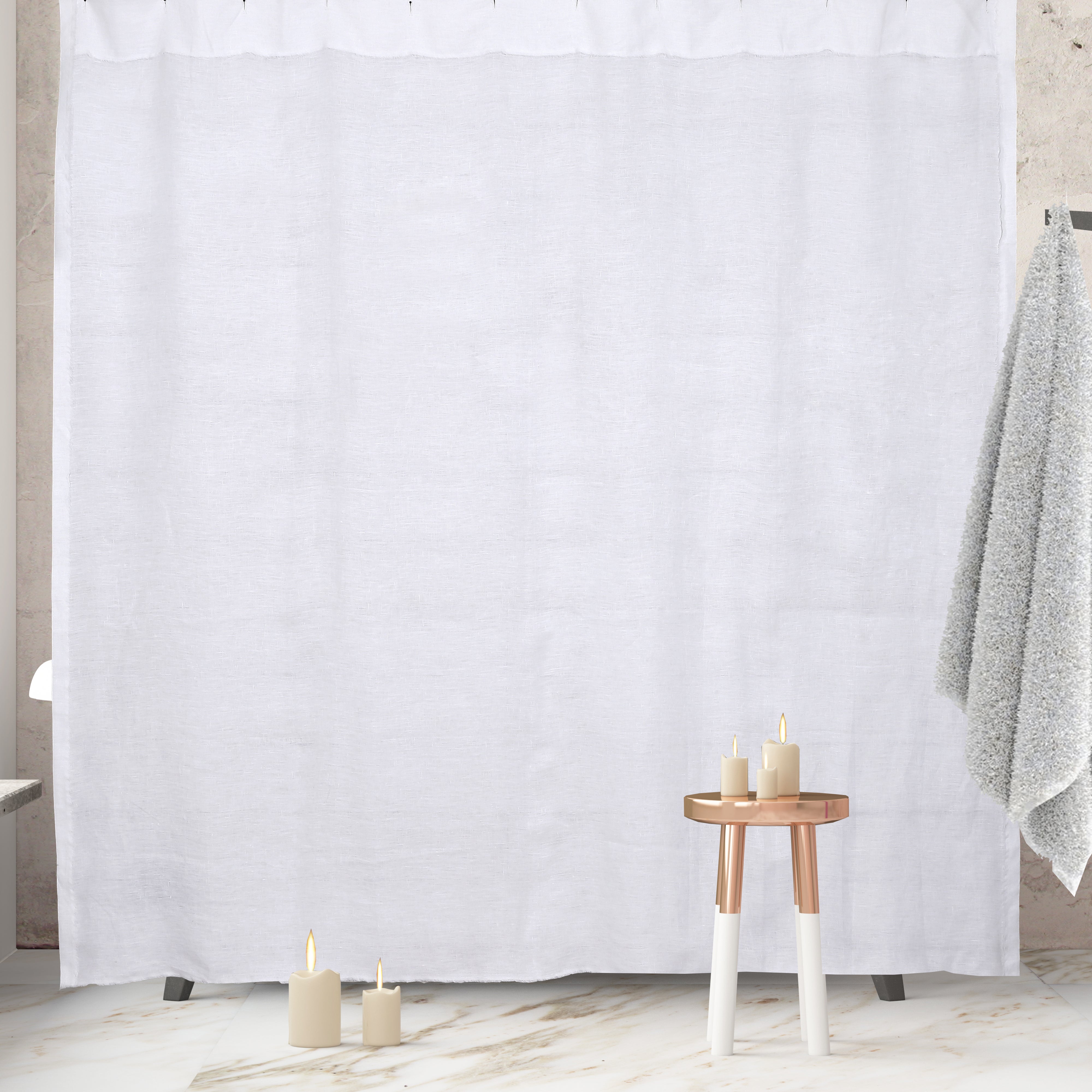CORTINA DE BAÑO LINO DESFLECADO BLANCA