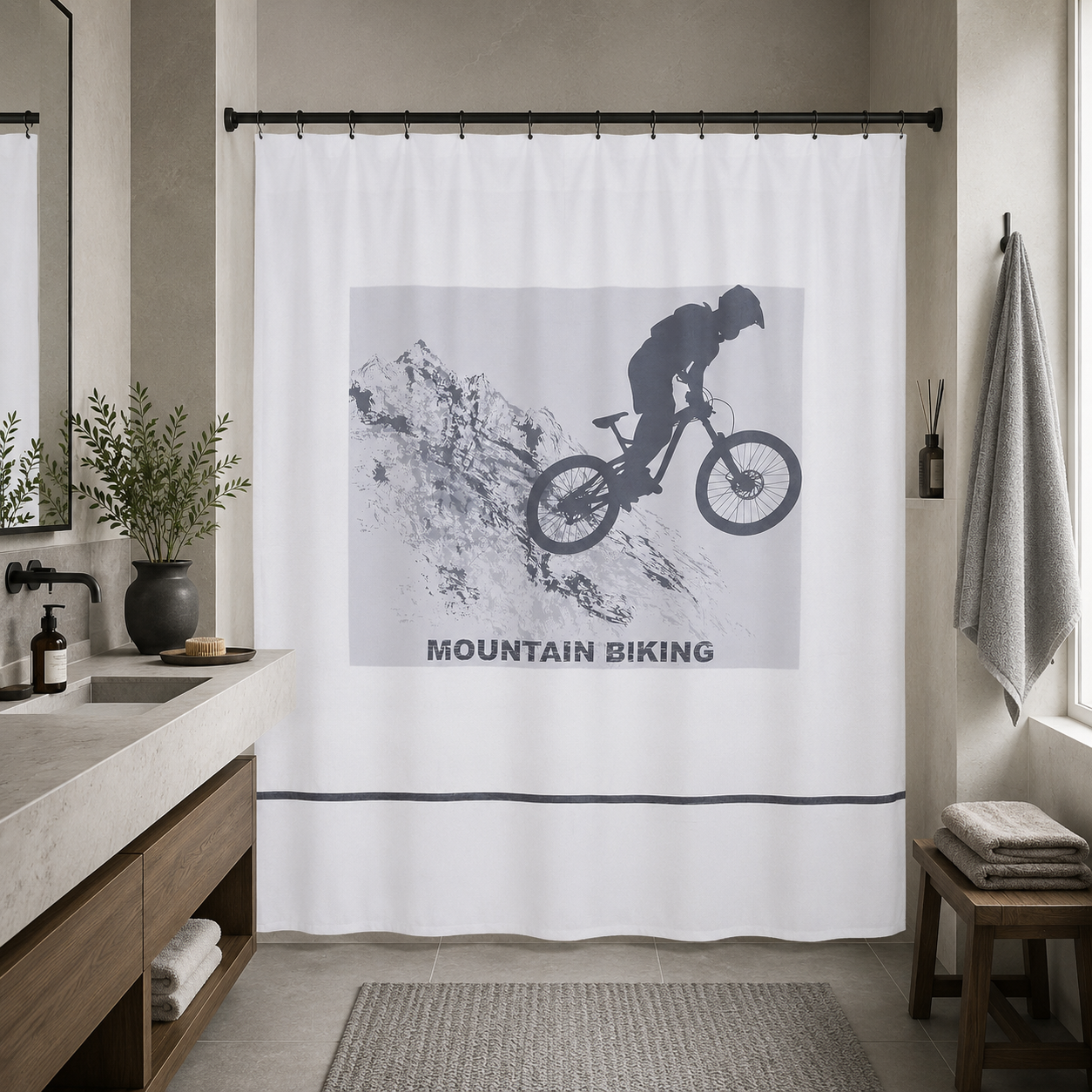 CORTINA DE BAÑO ALGODÓN BIKE
