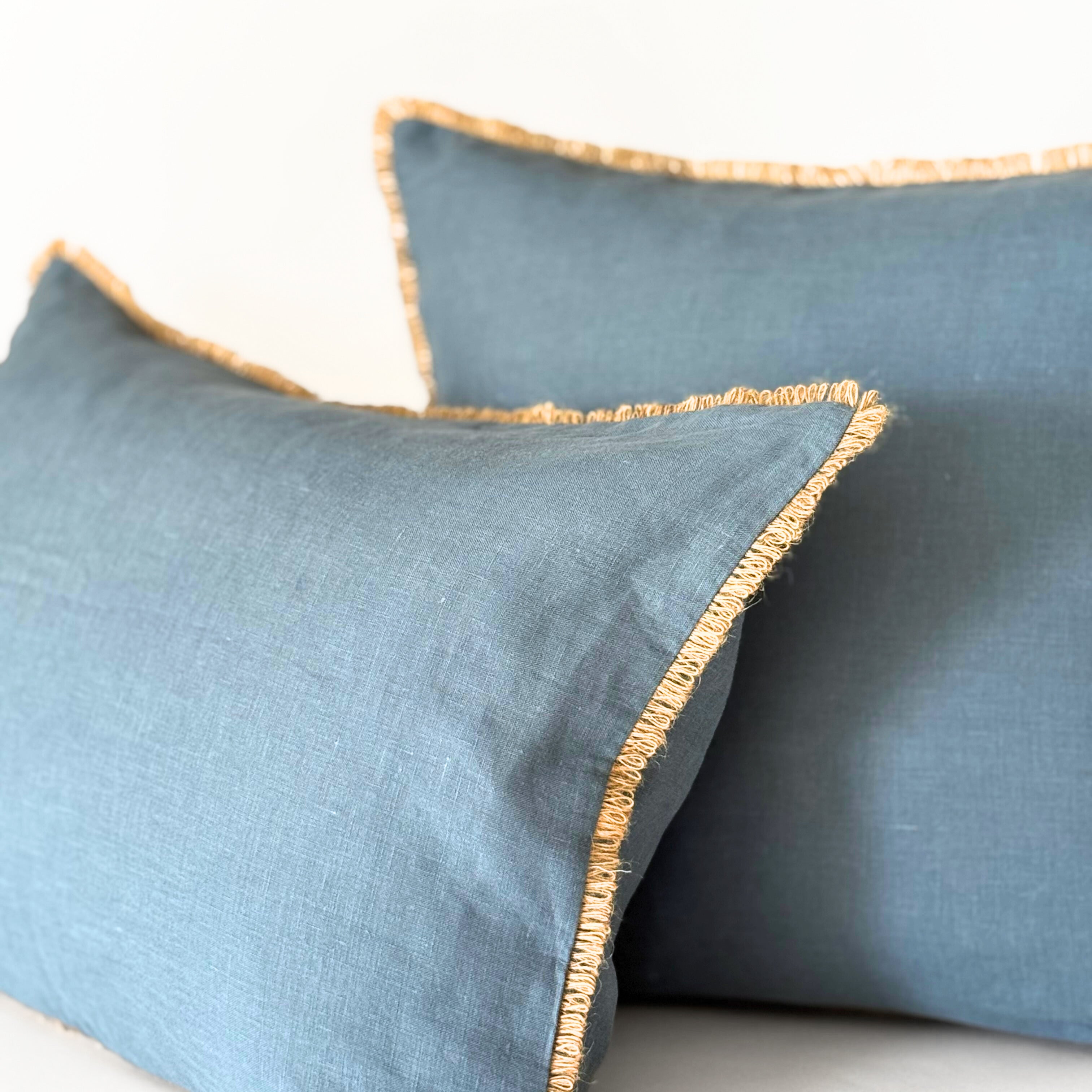 Funda Cojín Lino Paquete de Vela con Ondas de Sisal